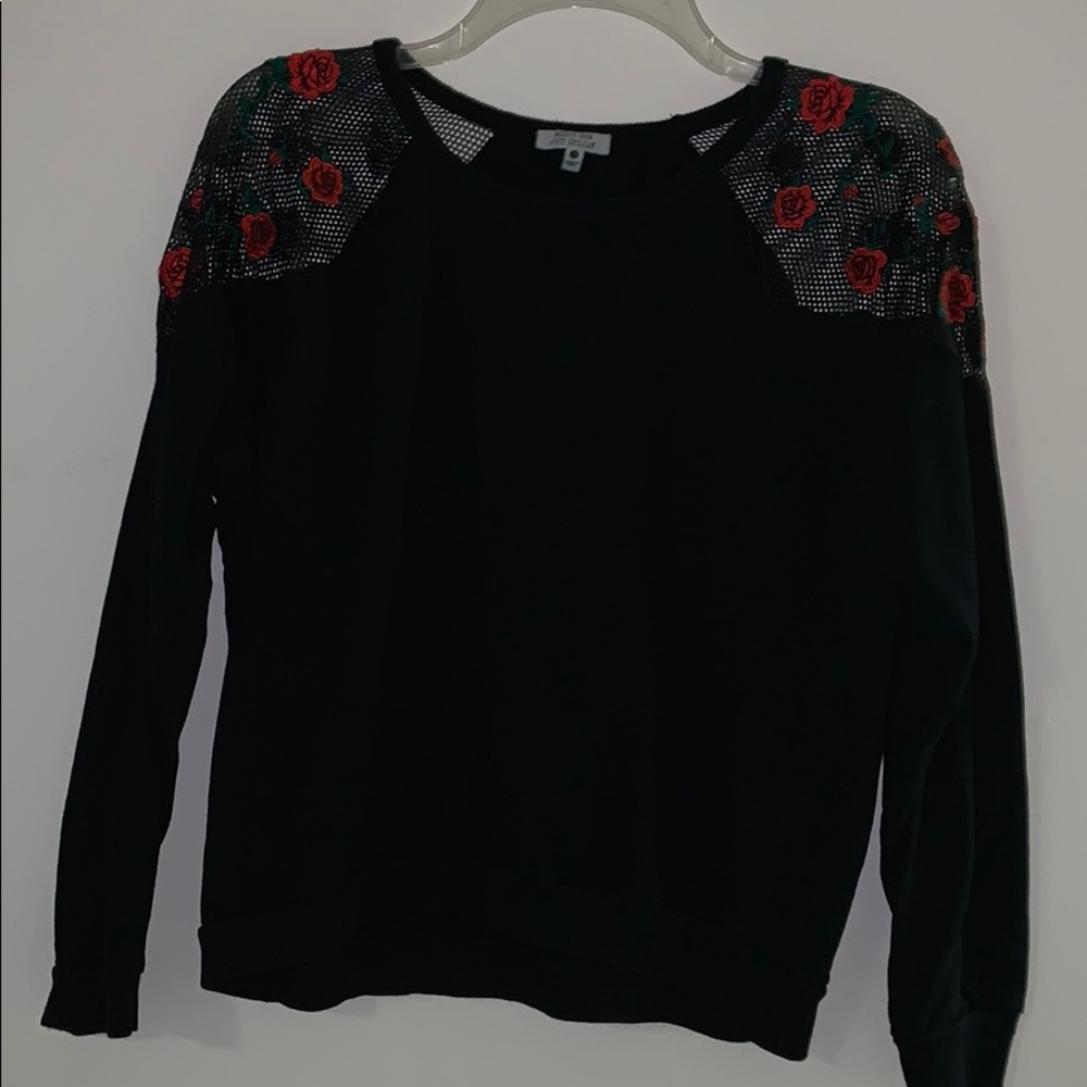 Black Long Sleeved Shirt w Roses